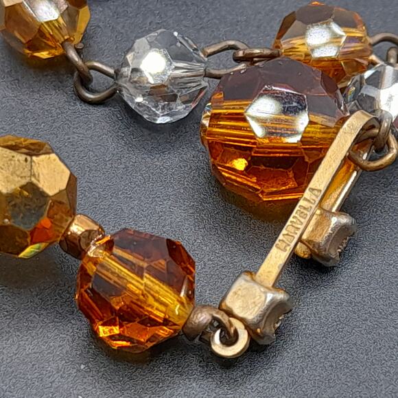 Vintage Marvella Crystal Necklace, Topaz Silver Beads 8mm, 16 1/2 Inches, 1950s - Picture 8 of 12